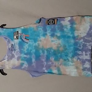 Dikotomy Men's Size Medium Tank blue, purple, Peach FREE YOUR MIND mushroom